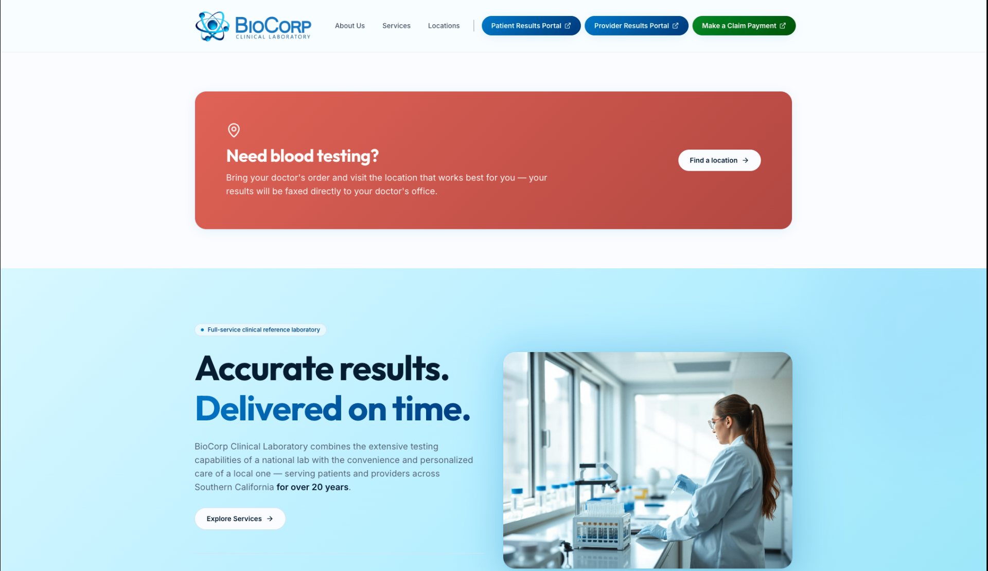 Biocorp Lab website preview